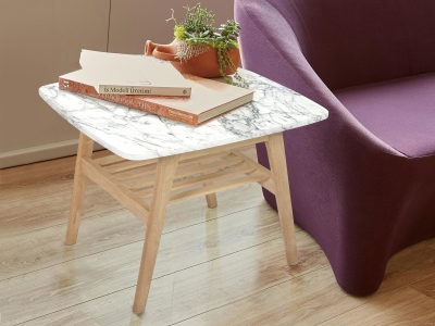 Natural Italian Carrara White Side Table