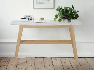 Natural Italian Carrara White Console Table