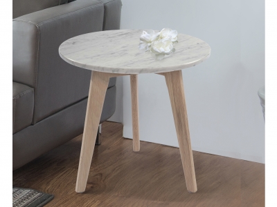Natural Italian Carrara White Side Table