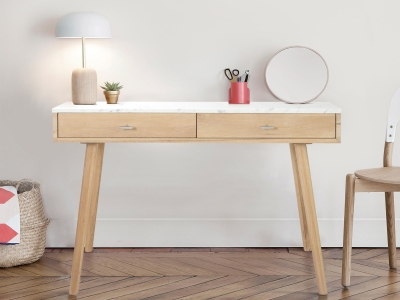 Natural Italian Carrara White Writing Desk