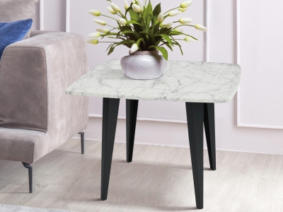 Natural Italian Carrara White Side Table