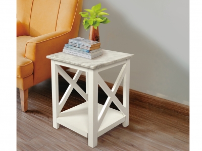 Natural Italian Carrara White Side Table