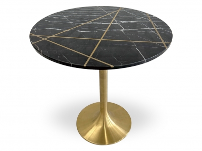 Natural Italian Black Marble Embedded Copper Strip Coffee Table