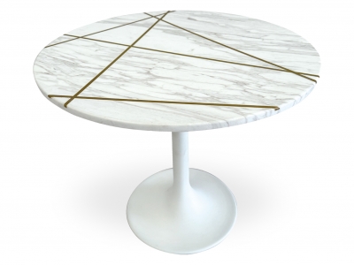 Natural Italian Black Marble Embedded Copper Strip Coffee Table