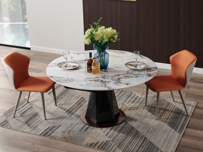 Ceramic Rotating Retractable  Round Dining Table