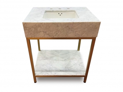 Natural Italian Carrara White Marble Bathroom Vanity
